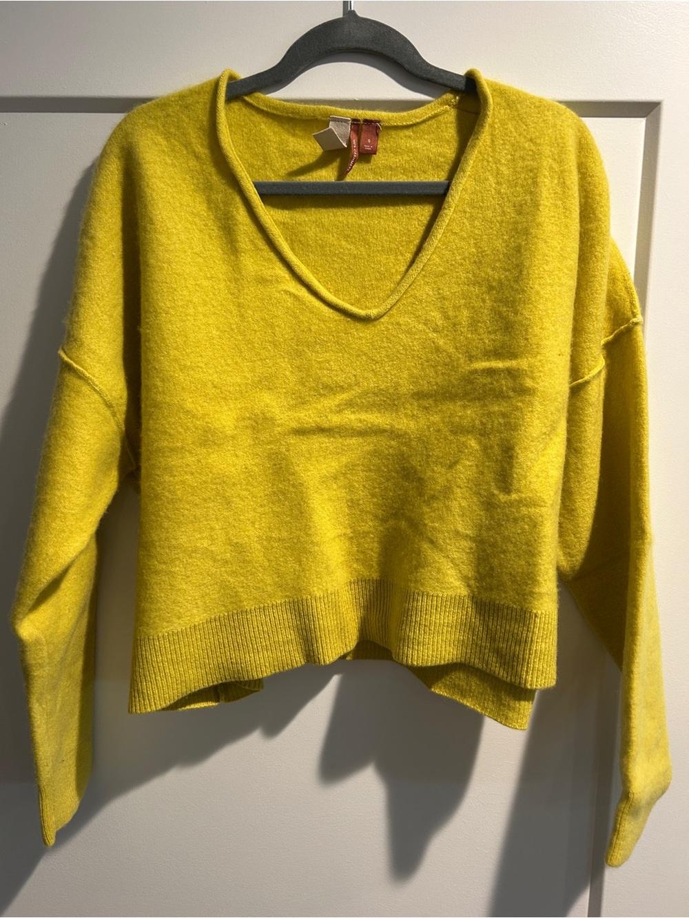 Pilcro Sunny Yellow V-Neck Cropped Sweater